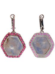 Sapphire Slice and Ruby Earrings 